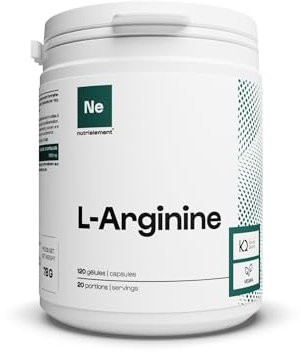 L-Arginine Extra-Pure japonais BioKyowa • Pre workout • Sans OGM • Pour la congestion, la force, et l'endurance | Nutrielement by Nutrimuscle | 120 Gélules