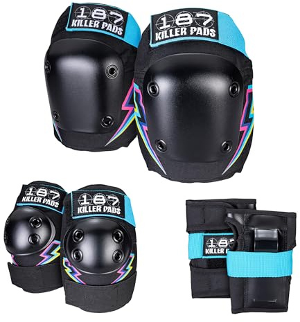 187 Killer Pads Juego de seis almohadillas, equipo de protección para codos, rodillas y muñecas, ideal para patinaje, patinaje sobre ruedas y patinaje en línea