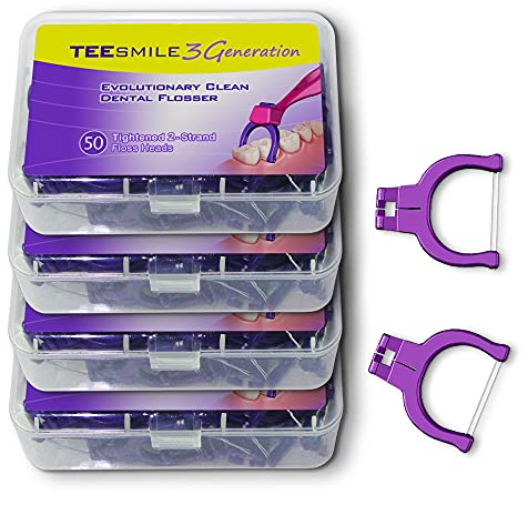 TEEsmile Evolutionary Clean Zahnseidenhalter, gespannte Doppelseide-Aufsteckköpfe, 200 St.