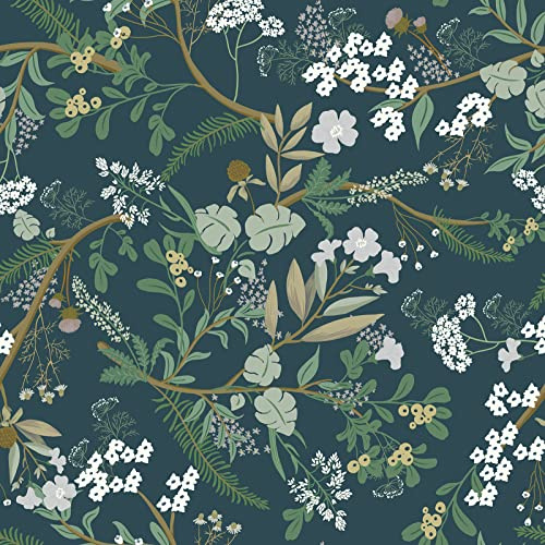 CiCiwind Peel and Stick Wallpaper Floral Contact Paper Green 41×600cm Leaf Flower Stick on Wallpaper Self Adhesive Wallpaper Removable Vinyl Wrap for Living Room Bedroom Kitchen Wall Cabinets Decor
