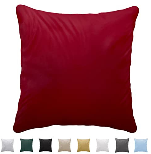 Twinzen Kissenbezug 80x80 aus 100% Baumwoll-Jersey 150 g/qm - Burgund - Mit Reißverschluss Kissenbezüge 80 x 80 cm - Kissenhülle Öko Tex Zertifiziert - Ultra weich und atmungsaktiv