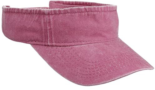 Lipodo Washed Cotton Visor Damen Herren Größenverstellbar mit Klettverschluss 100% Baumwolle Frühjahr Sommer pink One Size