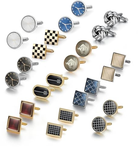 Boutons de manchette noirs pour chemise formelle double manchette bleu et marron, boutons de manchette formels pour homme 1920 vintage, boîte à boutons de manchette pour homme