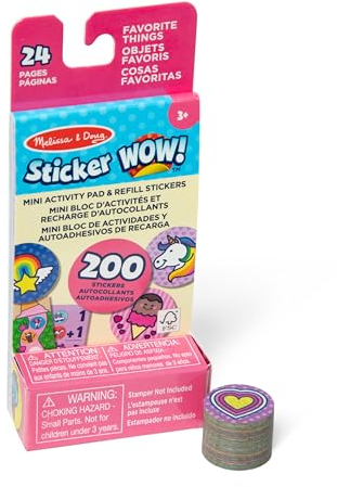 Melissa & Doug Sticker Wow Nachfüllset Lieblingssachen mit 200 Stickern & 24-seitigem Mini-Aktivitätenblock | Zur Verwendung mit einem Sticker-Stempel | Für Kinder ab 3 Jahren