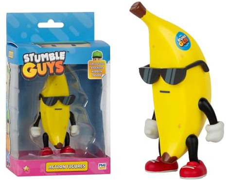 Bandai Stumble Guys – Banana Guy – Figur 11 cm mit Aufklebern – Figur mit beweglichen Bewegungen – Videospielfigur Stumble Guys – PMS6010B