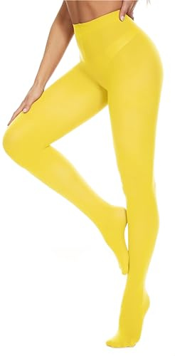 DUCMODA Damstrumpbyxor elastiska halvogenomskinliga 80 DEN stödstrumpbyxor gul S M L
