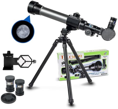 Telescope Astronomy, Teleskop Kinder Teleskop Astronomie mit Stativ und Telefonadapter, 20X 30X 40X Telescope Tragbares Fernrohr Kinder Teleskop für Kinder, Erwachsene, Anfänger