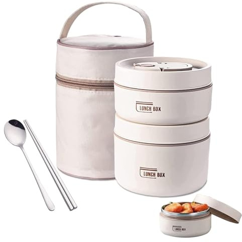 Mbiyhgta Fiambreras aisladas, Apilable Térmicamente | Contenedor Aislado/Alimentos Con Bolsa De , Juego De Cubiertos Portátil