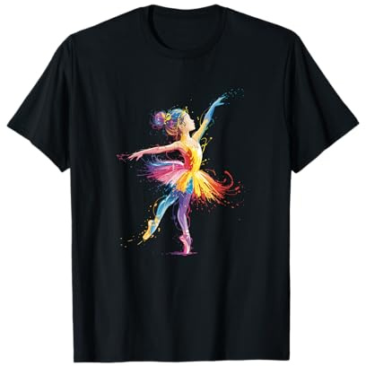 Ballet Girl Colorido Bailarina Bailarina Mujeres Niñas Niños Camiseta
