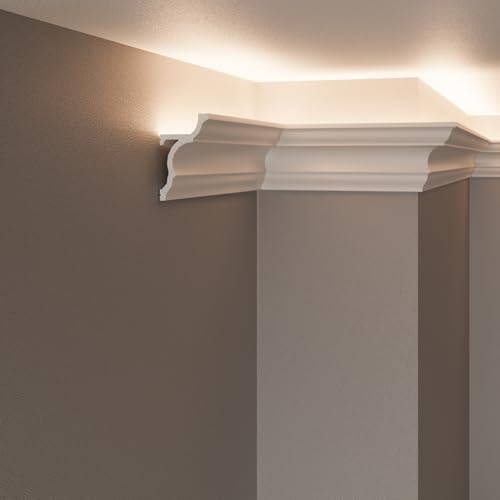 Rahmen Veletta für LED Streifen Decke und Wand - Länge 2 Meter Modular - aus HDPS (lackierbar - für Indirekte Beleuchtung - KH916