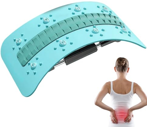 Tabla de apoyo lumbar ajustable | Masajeador de estiramiento de espalda con crujidos | Equipo de relajación para el hogar, oficina, salón, dormitorio, yoga, pilates