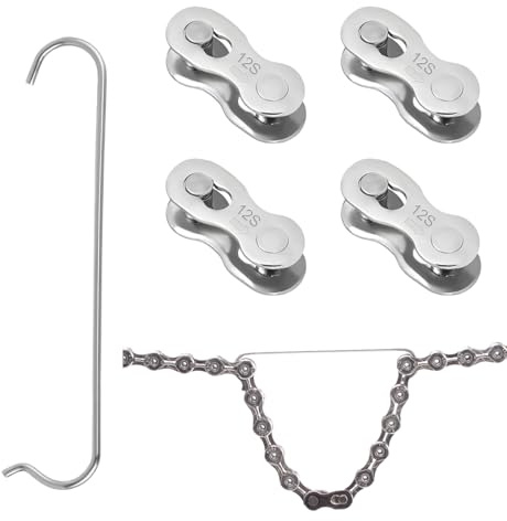 4 Pares Eslabón Cadena Bici de Acero, Eslabones Bicicleta 12 Velocidades, Acoplamiento RáPido Reutilizables, con Gancho de Cadena de Acero Inoxidable, para La Reparación De Eslabones Perdidos