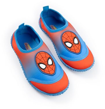 Marvel Spiderman Boys Red & Blue Aqua Shoes | Graphic Pool Footwear with Textured Sole & Pull-On Tab | Beachwear and Holiday Poolside Summerwear Merch