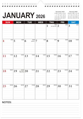 Calendario de pared de papel reciclado de 18 meses de enero de 2026 a junio de 2027, diseño fácil con marcadores navideños, calendario de planificación a largo plazo