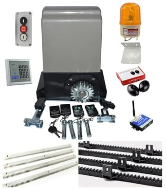 Kit de apertura de portones, Juego de KIT 1200kg, operador abridor puerta corredera, Motor apertura automática, bastidores rieles 4m o 5m