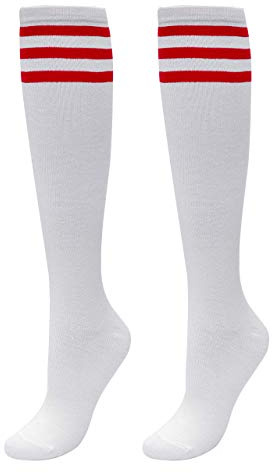 Faletony Women's Cotton Triple Stripes Knee High Tube Socks