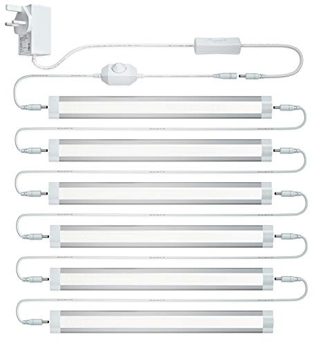 LAMPAOUS Under Cabinet Kitchen Lights,Dimmable Under Cupboard Lighting 24W, Daylight Cool White 6000K Under Counter Lights,linkable Under Cabinet LED Lighting, Stairs/Closet Lights,6Pack
