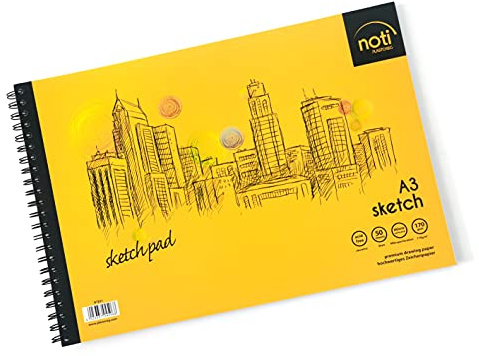 Zeichenblock/Sketch Pad A3 mit Spiralbindung Skizzenbuch - 50 Blatt hochwertiges glattes Zeichenpapier in 170 g/m² Premium-Qualität