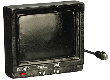 Dolls House Black Television Set Portable TV Miniature Living Room Accessory