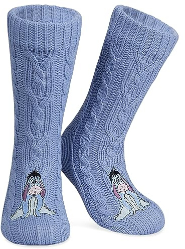 Disney Calze a Pantofola da Donna EU 35-41, Calzini Antiscivolo Donna in Caldo Pile, Morbido Calze, Idea Regalo Accogliente(Viola Ih-Oh)
