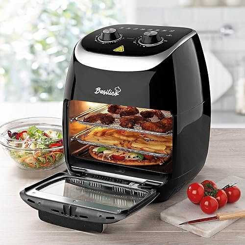 Coopers of Stortford Air Fryer Oven - Multi-Function Small Air Fryer with Built-in Oven, Uses 99% Less Fat & Oil - Rotisserie, 360° Rotating System Heats Up Fast