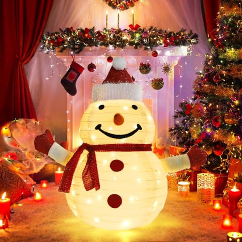 Umikk - Decoración LED de Navidad con pingüino/muñeco de nieve/Papá Noel, 60 x 40 cm, blanco cálido, 40 LEDs, para exteriores e interiores
