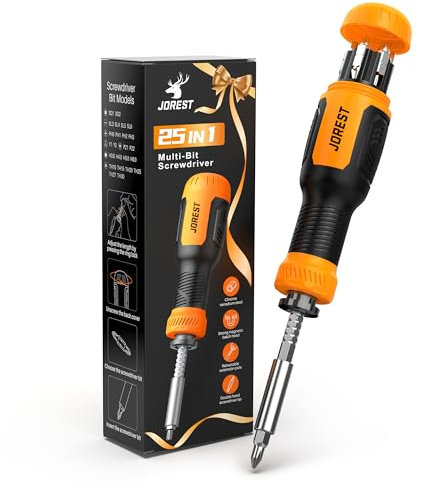 JOREST 25 en 1 Kit Destornillador Multipuntas Ligero, Regalos de Cumpleaños Para Hombres, Destornilladores Magnéticos todo en uno con Torx, Kit Herramientas para Hogar, Automóvil y Bricolaje
