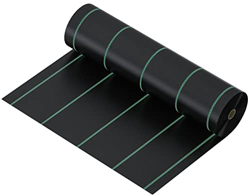 CRMCC Tela de membrana resistente para control de malezas, cubierta de suelo de polipropileno negro (PP), tela para paisajismo de jardín, tamaño: elegir opciones (1 m x 50 m, 1 m x 100 m, 2 m x 50 m