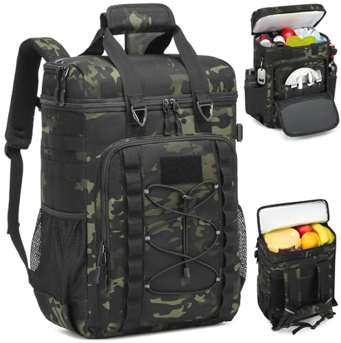 FRETHIND Borsa termica da 42 lattine grande zaino frigo tattico isolato borsa da picnic per spiaggia, barbecue, campeggio (camo)
