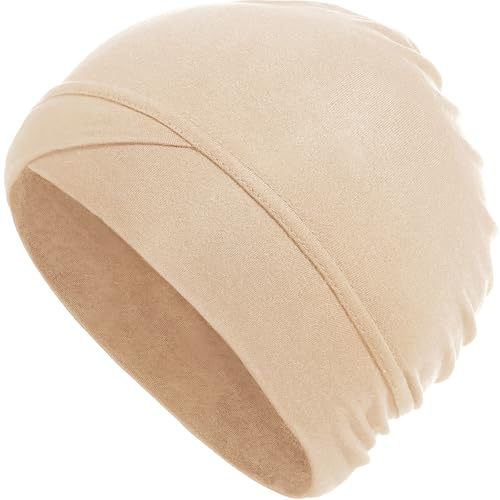 Liutufy Women's Cotton Turban Headwrap, Soft Chemo Beanie Head Cover for Hair Loss, Comfortable Headwear for Cancer Treatment and Daily Wear (Beige)