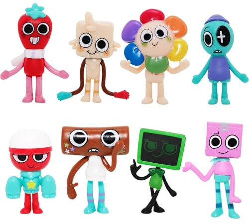 Colorful Plastic Figure Set, 8-Piece Character Toy Collection with Self-Standing Design
