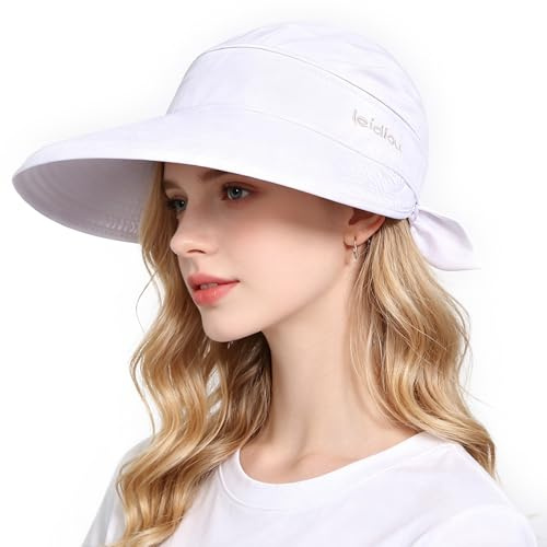 AYPOW 2-in-1 Women Sun Visor Hat Cap with Zip-Off, UV Protection Wide Brim Quick Dry Summer Beach Hat, Adjustable Packable Ponytail Friendly Baseball Cap with Detachable Top for Tennis Garden Travel