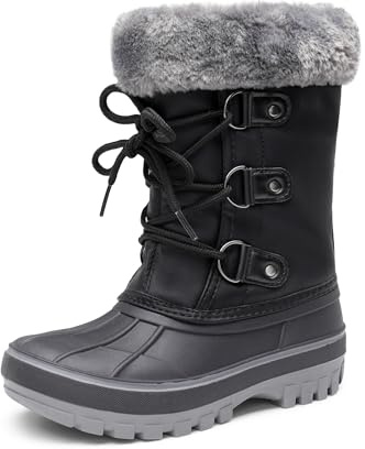 DREAM PAIRS Boys & Girls Faux Fur-Lined Winter Snow Boots for Little/Big Kids,Size 10 Toddler,Black,FORESTER