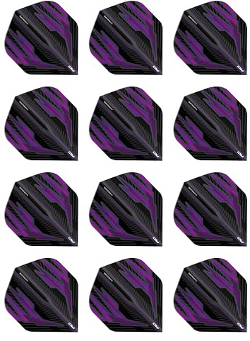 Red Dragon Darts Hardcore Radical Black & Purple Extra Thick Standard Dart Flights - 4 Sets Per Pack (12 Dart Flights in Total)