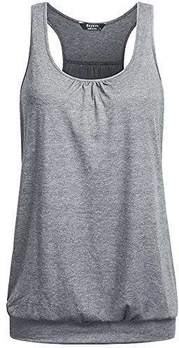 UNibelle Débardeur Femme Yoga Grandes Chemises Sport Racerback Running Débardeur Top sans Manches Top Basique, Gris Clair, XL