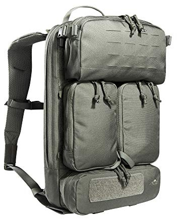 Tasmanian Tiger TT Modular Gunners Pack IRR 14L - Leichter, taktischer Militär-Rucksack anbringbar am Plattenträger, Molle-Kompatibel mit abnehmbaren Pouches und Magazin-Taschen, Steingrau-Oliv IRR