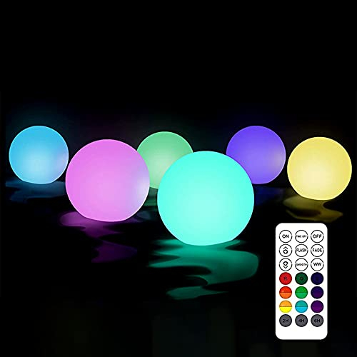 Lampes LED Flottantes Étang 6 PCS IP67 Boule Lumineuse Changeante Couleur, Lampe de Nuit à DEL Lumière exterieure Décoration- 16 changements de couleur RVB - Pour piscine, fête, spa, patio, 8CM