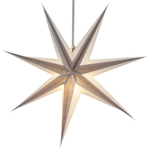GURU SHOP Vikbar adventsbelyst pappersstjärna, julstjärna 60 cm - Teva 3D Silver in, Stjärnfönsterdekoration