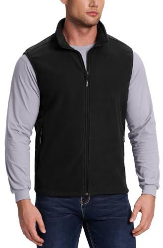 Outdoor Ventures Men's Full-Zip Polar Fleece Gilets Lightweight Outerwear | Warm Bodywarmer Activewear Vests Windproof Sleeveless Fleece Jacket with Pockets for Outdoor, Hiking, Golf, Running