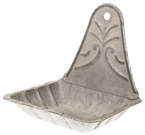 MACOSA HOME SA00178 - Portasapone in metallo color argento anticato, stile vintage, da parete, per bagno, cucina, portasapone, stile nostalgico, 12 x 11 x 11 cm