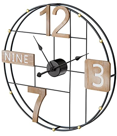 Yumyolk Wanduhr groß rund Metall geräuschlos Nicht tickend batteriebetrieben, 60cm, 24 Zoll arabische Ziffern, Uhren für Wohnzimmer, Schlafzimmer, Küchen wanduhr Dekoration