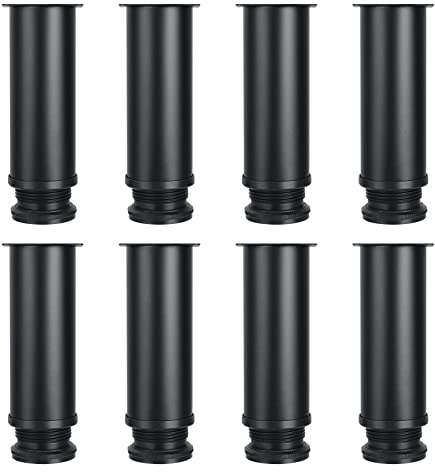 ASelected - Juego de 8 patas ajustables para muebles, color negro, Ø 50 mm, altura 150 mm, patas de sofá de metal de acero inoxidable, patas de mesa baja para muebles de TV, armarios de cama,