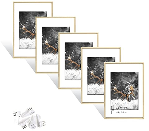 Dmyifan Set di 5 cornici portafoto in legno, 15 x 20 cm, con plexiglas, cornice verticale e orizzontale per foto