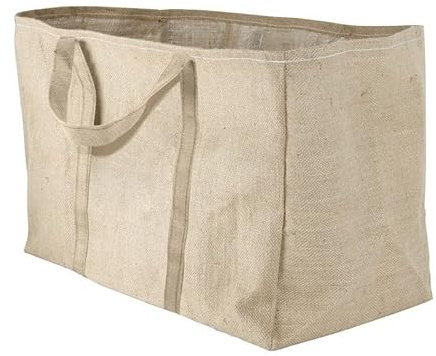 Sac à bûches marron en toile de jute plastifié 30x60x40cm