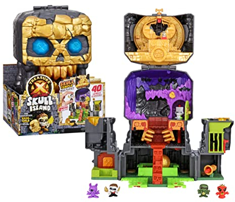 TREASURE X Lost Lands Skull Island Skull Temple Mega Playset, 40 Levels of Adventure, 4 Micro Sized Action Figs, Survive The Traps And Discover Guaranteed Real Gold Dipped Treasure,