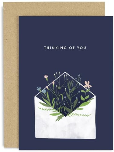 Old English Co. Floral Envelope Thinking of You Card for Her - Floral Sympathy Card for Friends and Family - Condolences, Get Well Soon Card for Women and Men | Blank Inside with Envelope