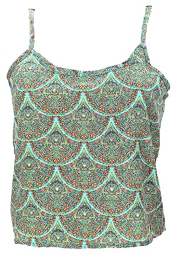 GURU SHOP Kurzes Boho Trägertop, luftiges Saree Top - grün / / Variante: Größe: M