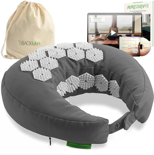 BACKLAxx ® Cuscino per digitopressione, utilizzabile su entrambi i lati, misto lino di alta qualità, materiali sostenibili, 27 x 27 cm, imbottitura di grano saraceno