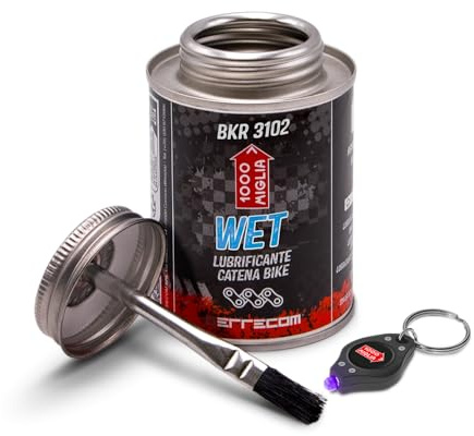 Errecom BKR 3102-240 ml Can, Wet Lube Bike Chain, for Wet and Muddy Weather Conditions, Brush included