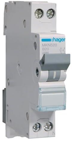 Hager MKN520 Leitungsschutzschalter 20A 2P 1P+N 2-polig 1-polig+N 6kA B-Charakteristik 1M schmale Bauweise LS-Schalter (MKN 520)